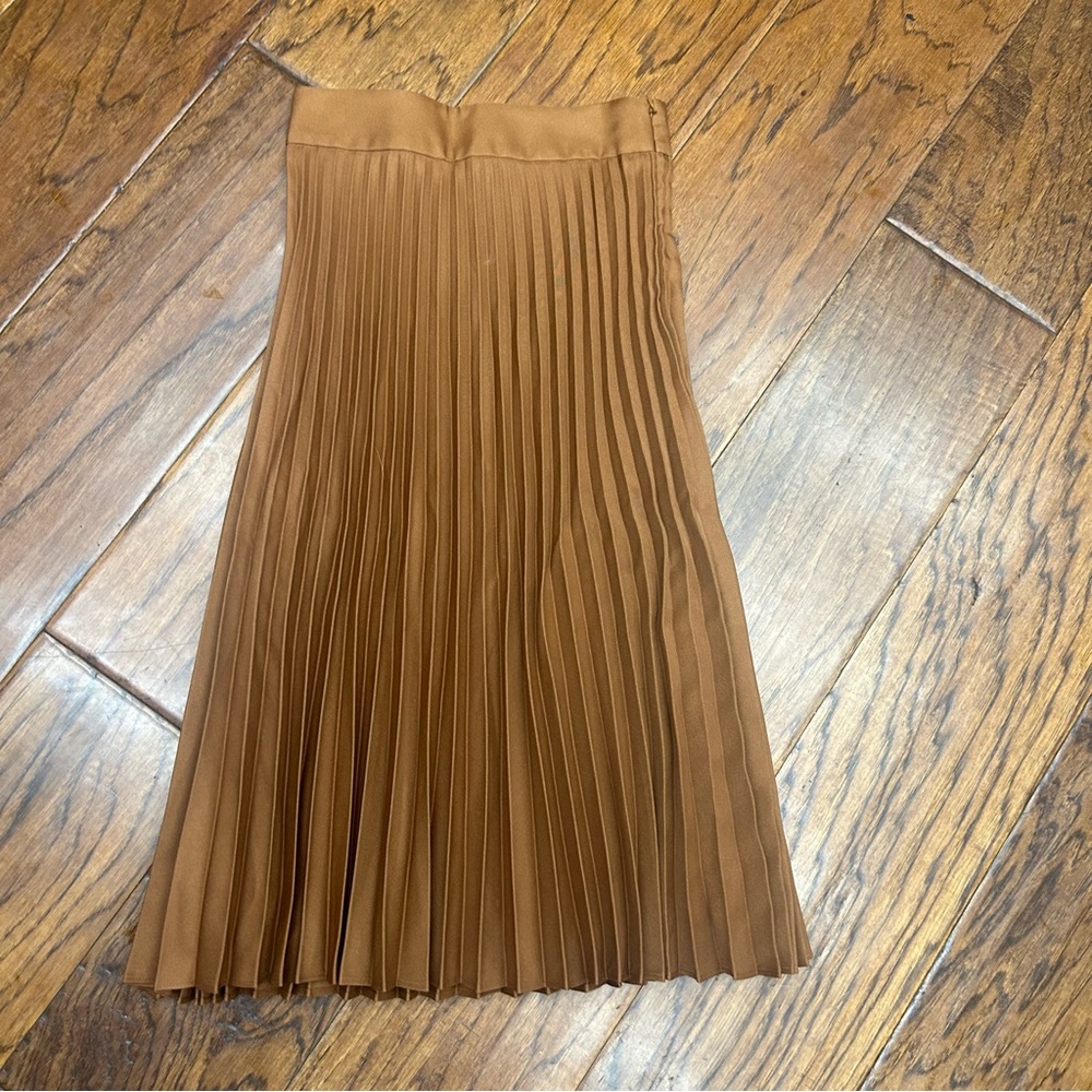 Sezane Brown Pleated Dino Midi Skirt (XS / 34 / 2)